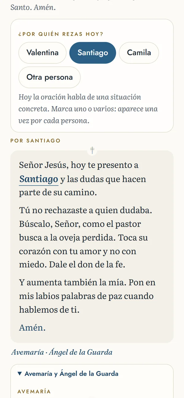 Lector en el celular: el día 6 escoges por quién rezas; oración por Santiago